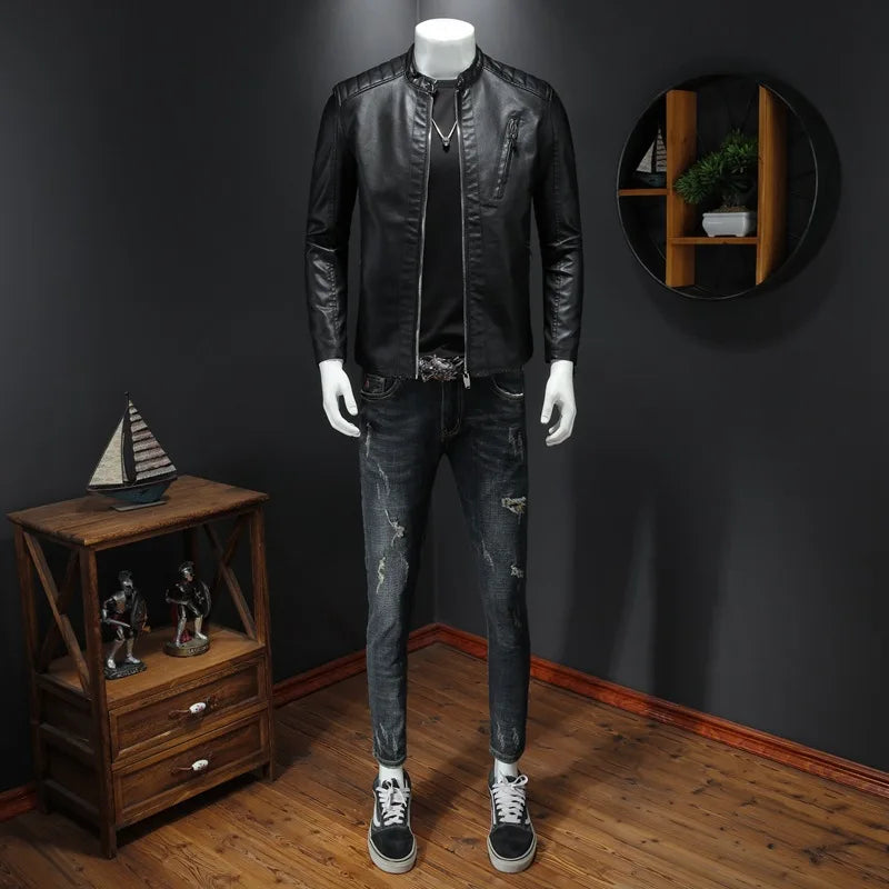 WW | Stilvolle Kurze Lederjacke Für Herren