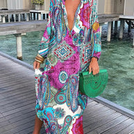 WW | Maxi Kleid Boho mit Langen Ärmeln