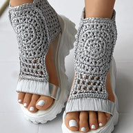 WW Geflochtene Geometrie-Sandalen | Damen Sommer Keilsandalen