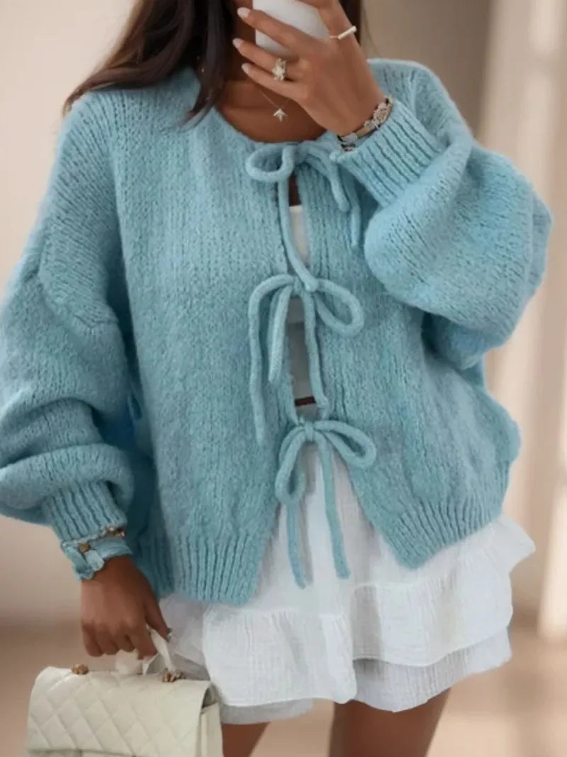 WW | Strickcardigan mit Schleifenverschluss für Damen