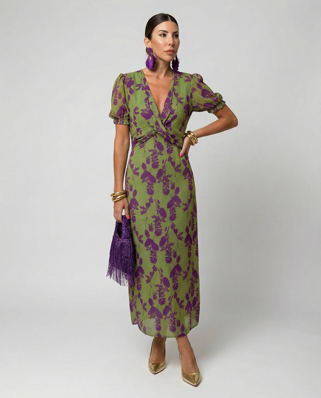 Leichtes Sommerkleid mit Blumenmuster und V-Ausschnitt für den Alltag | W&W Mode