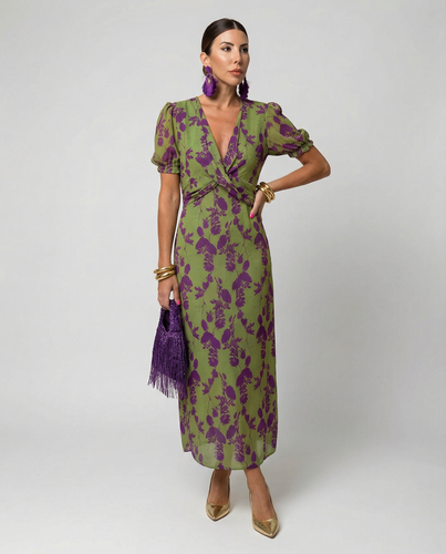 Leichtes Sommerkleid mit Blumenmuster und V-Ausschnitt für den Alltag | W&W Mode