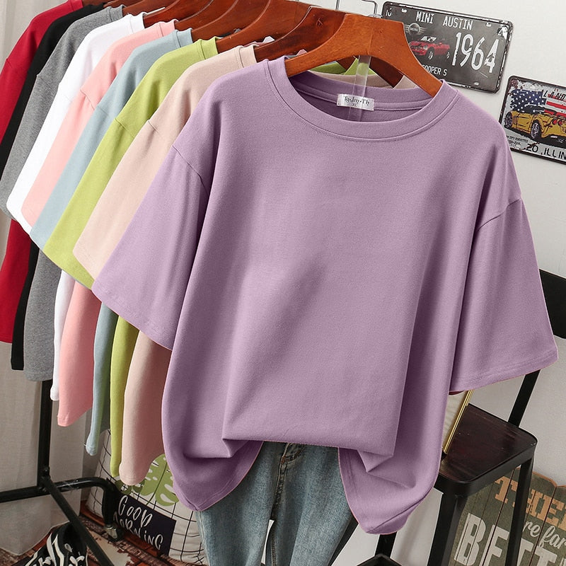 WW Kuscheliges Baumwoll-Basic: Plus-Size T-Shirt für Damen
