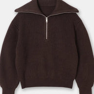 weite Turtleneck Damenpullover mit gestreiftem Revers