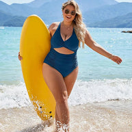 WW | Damen Einteiler Badeanzüge Push Up Bauchkontrolle Badeanzüge V-Ausschnitt Cutout Anständige Bademode