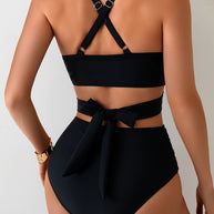WW | Stilvolle Schwarze Bikini Satz Für Frauen