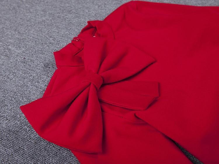 WW | Schulter Bow Lang Bodycon Kleid