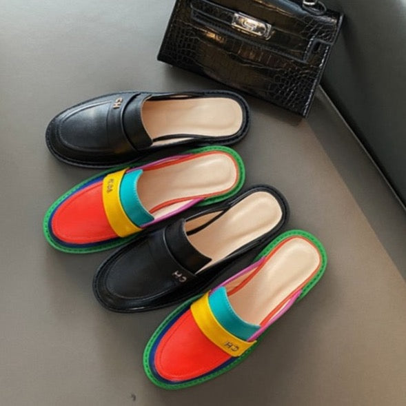 W&W Mode | Multi Color Block Echtes Leder Loafer