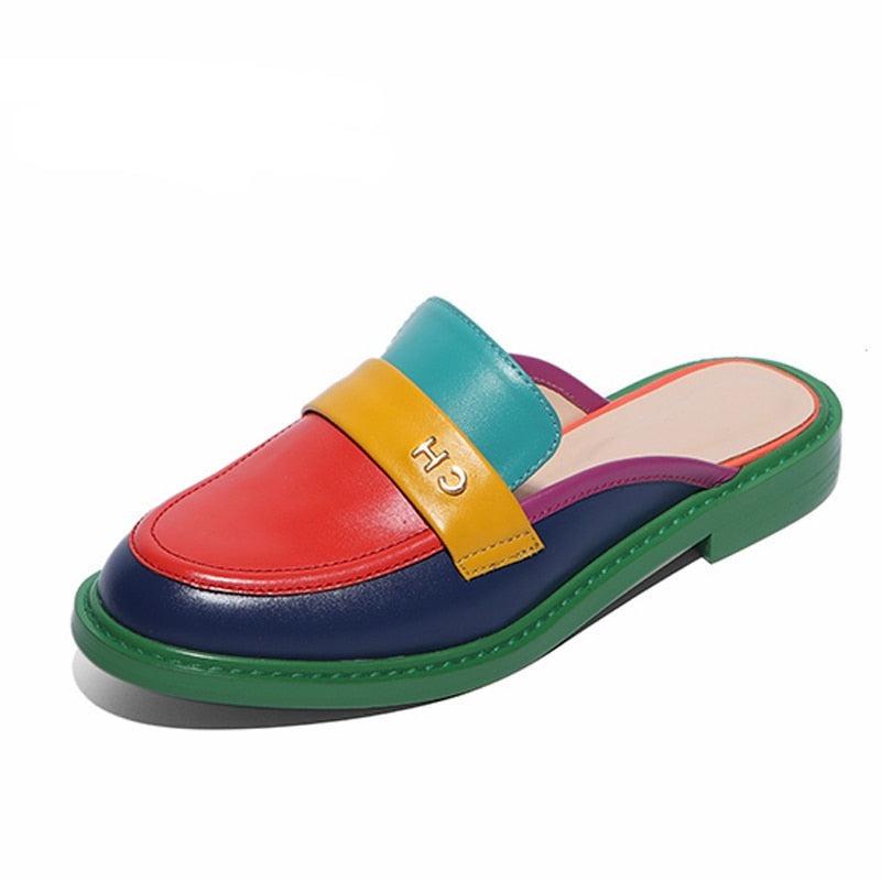 W&W Mode | Multi Color Block Echtes Leder Loafer