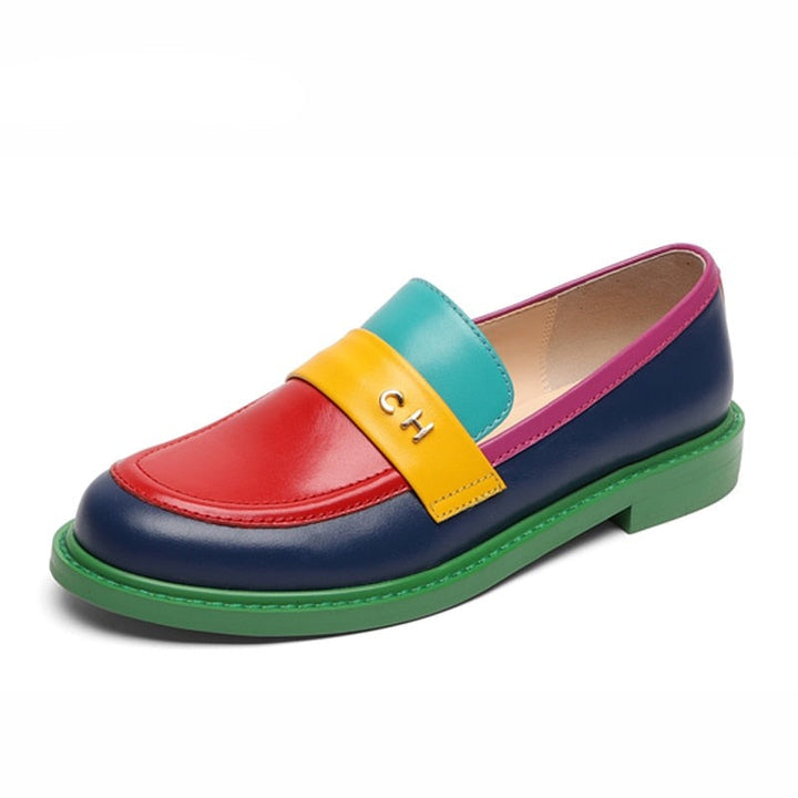 W&W Mode | Multi Color Block Echtes Leder Loafer