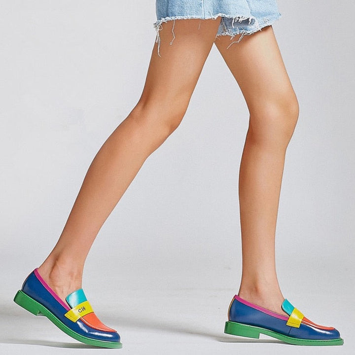 W&W Mode | Multi Color Block Echtes Leder Loafer