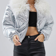 WW | Dicke feine mit Baumwolle gefüllte kurze Jacken elastischer Bund Winter