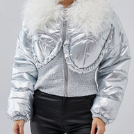 WW | Dicke feine mit Baumwolle gefüllte kurze Jacken elastischer Bund Winter