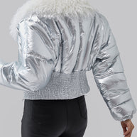 WW | Dicke feine mit Baumwolle gefüllte kurze Jacken elastischer Bund Winter