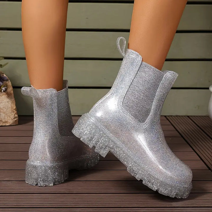 W&W Mode | Stiefeletten - nachhaltige Damen-Glitzer-Regenstiefel