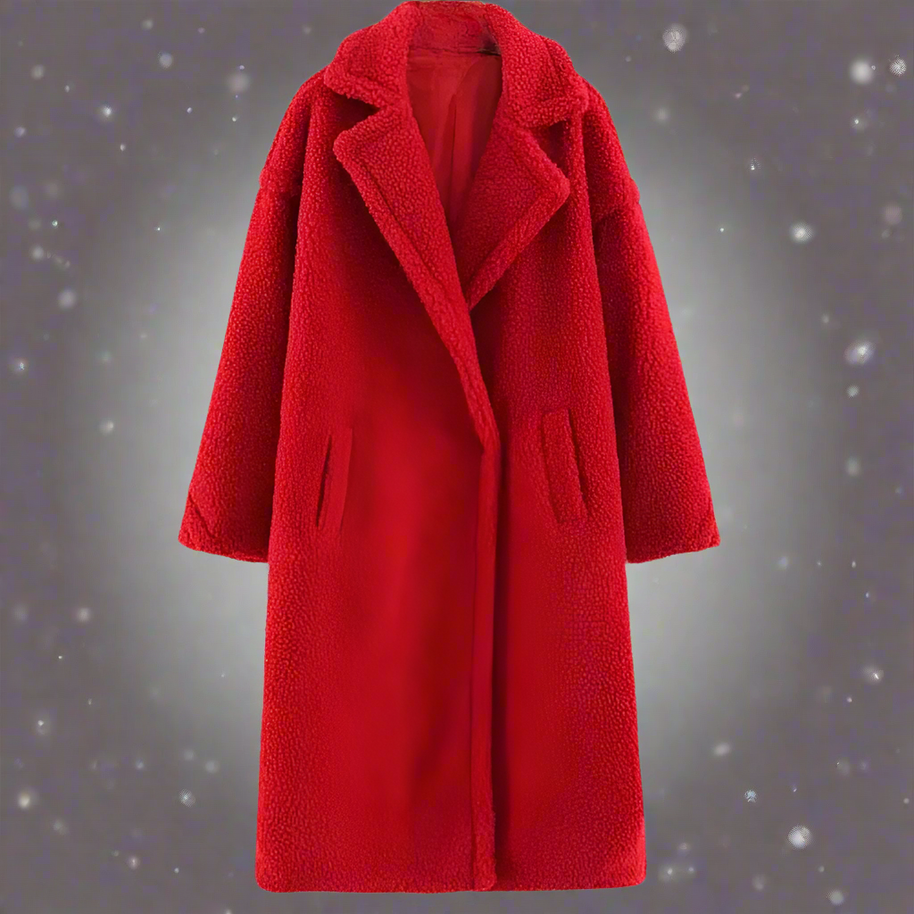 WW | Langer Übergroß Schnitt Weiches Teddy Fleece Reverskragen Warm Und Bequem