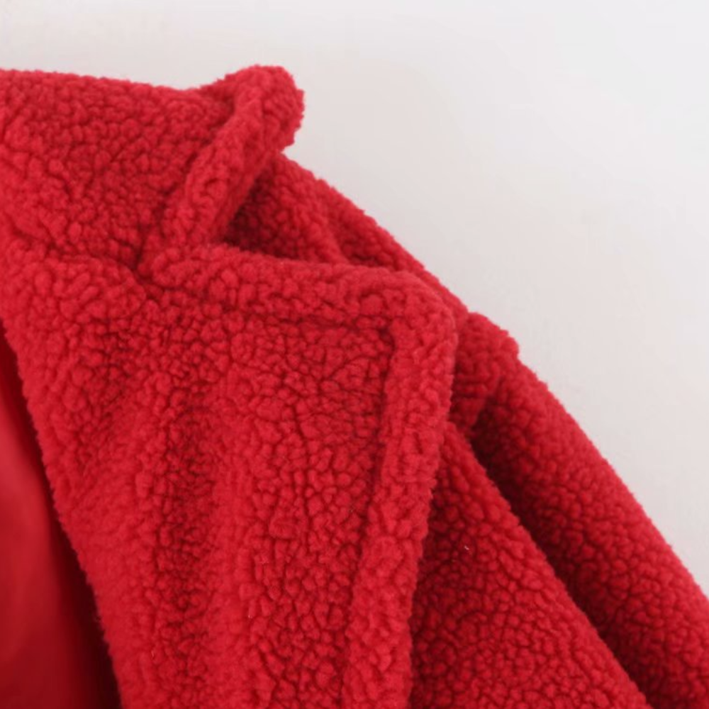 WW | Langer Übergroß Schnitt Weiches Teddy Fleece Reverskragen Warm Und Bequem