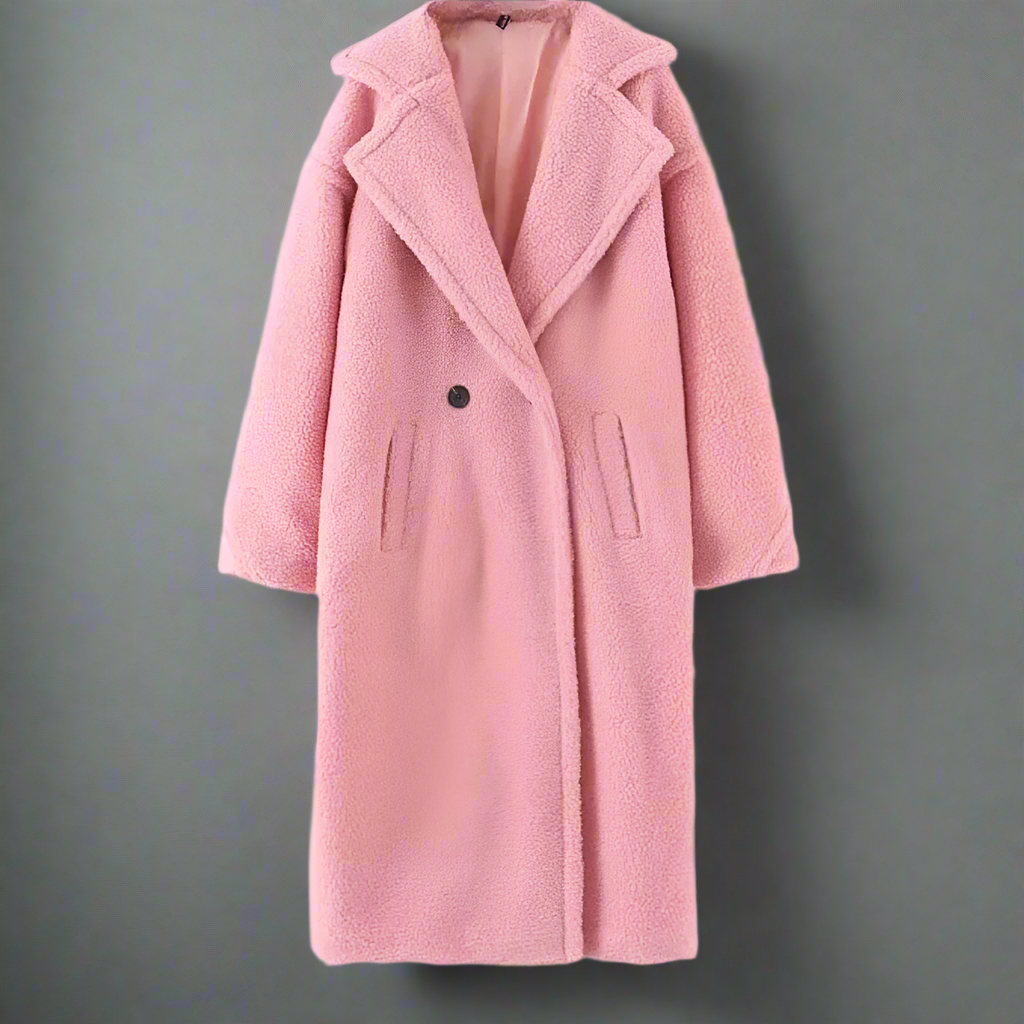 WW | Langer Übergroß Schnitt Weiches Teddy Fleece Reverskragen Warm Und Bequem