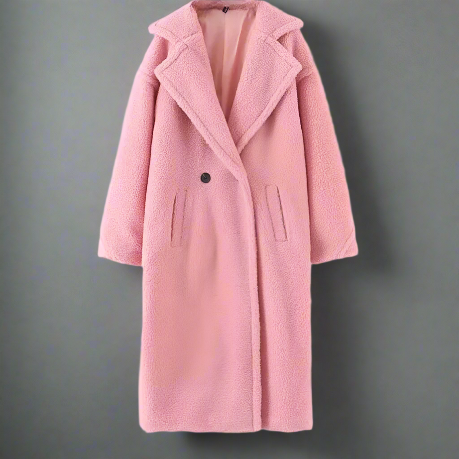 WW | Langer Übergroß Schnitt Weiches Teddy Fleece Reverskragen Warm Und Bequem