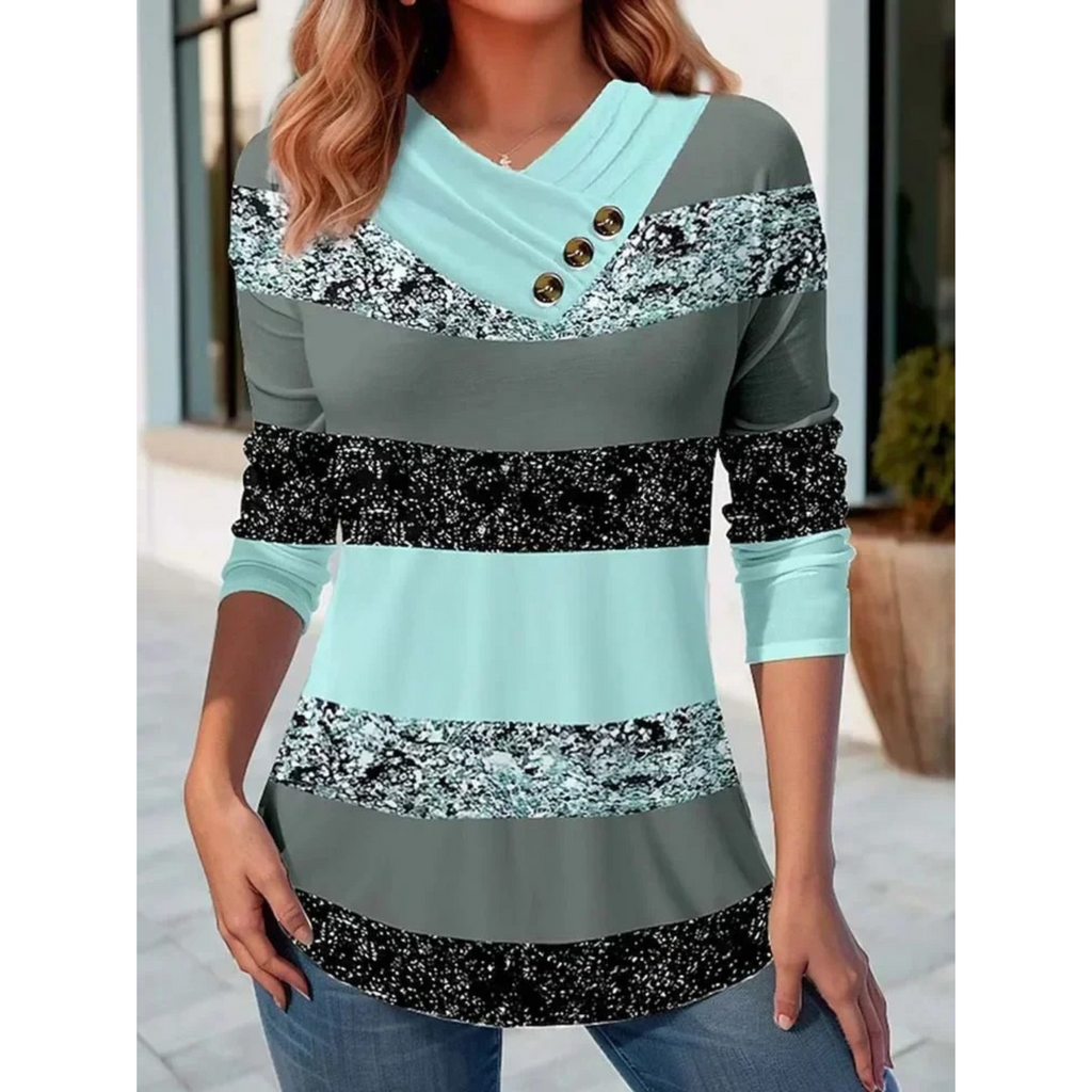 WW | Gefüttert Glänzend Mit Knopf Damen Shirt Mit Langen Ärmeln
