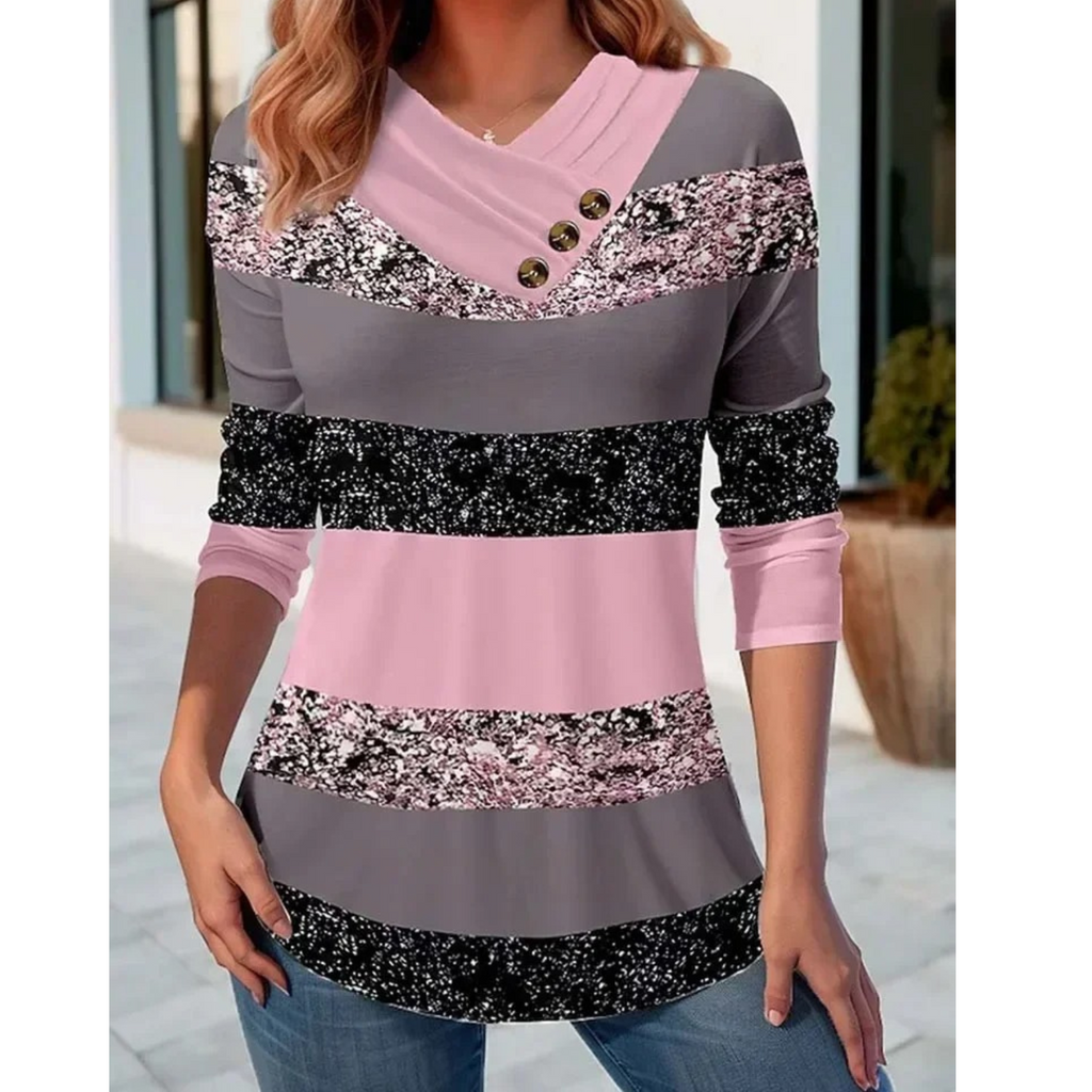 WW | Gefüttert Glänzend Mit Knopf Damen Shirt Mit Langen Ärmeln