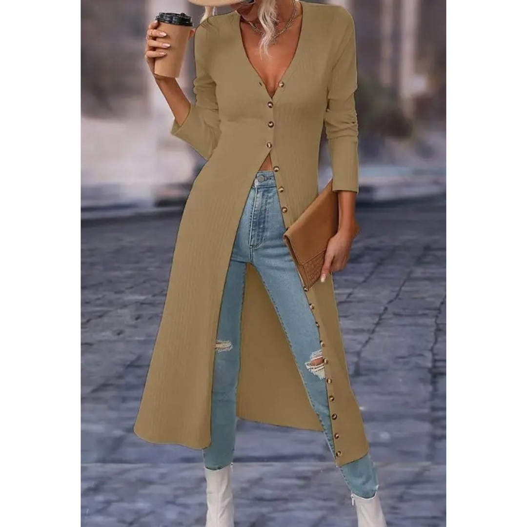 W&W Mode | Fit V-ausschnitt Mit Knopf Lange Sommerjacke