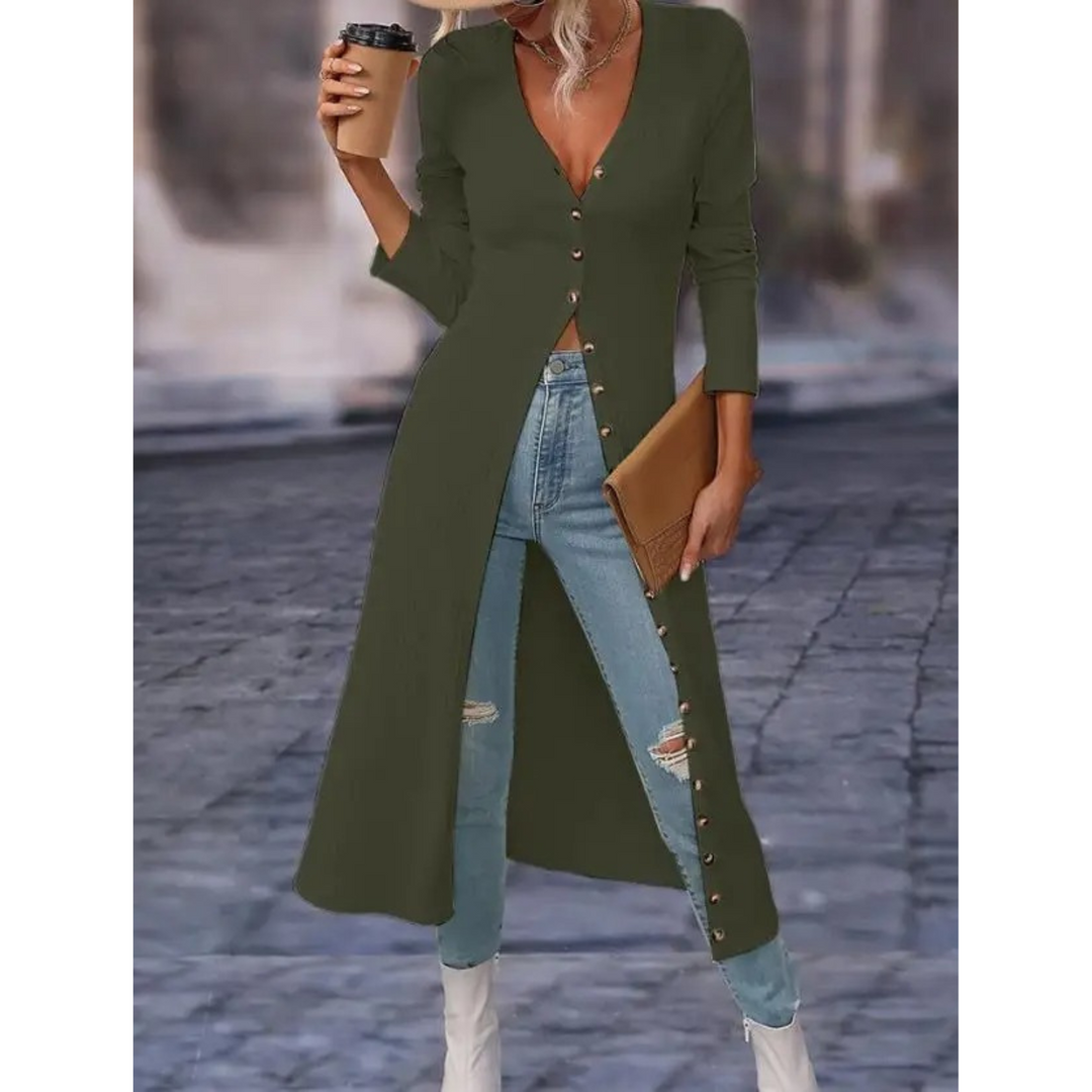 W&W Mode | Fit V-ausschnitt Mit Knopf Lange Sommerjacke