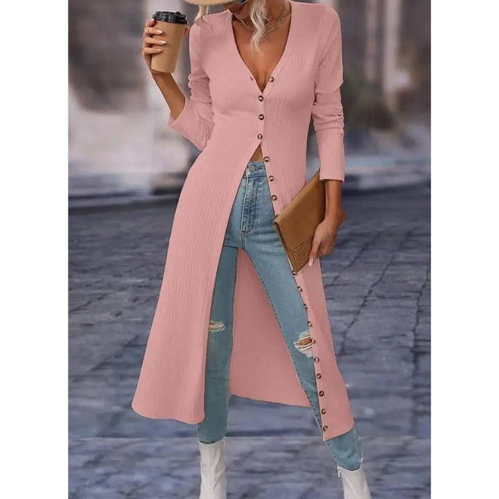W&W Mode | Fit V-ausschnitt Mit Knopf Lange Sommerjacke