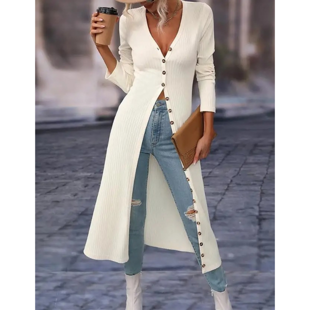 WW | Fit V-ausschnitt Mit Knopf Lange Sommerjacke