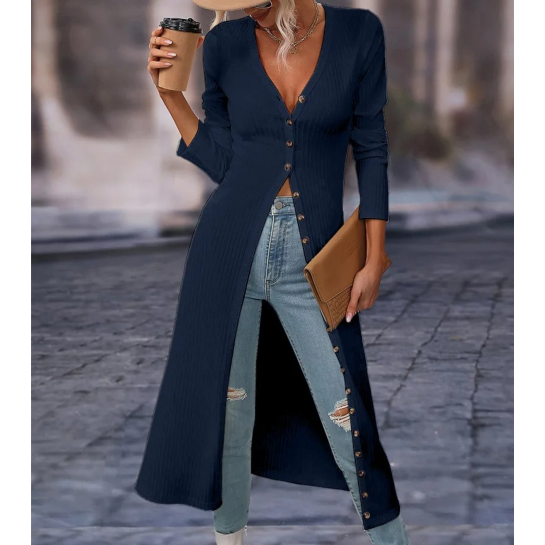 W&W Mode | Fit V-ausschnitt Mit Knopf Lange Sommerjacke