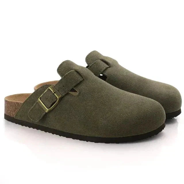 WW | aus Wildleder Slip On Kork Sohle Pantoletten Herrenschuhe