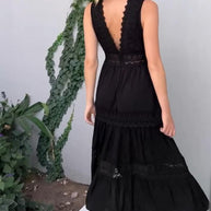 WW | Ärmelloses Spitzen-Midi-Kleid für Damen