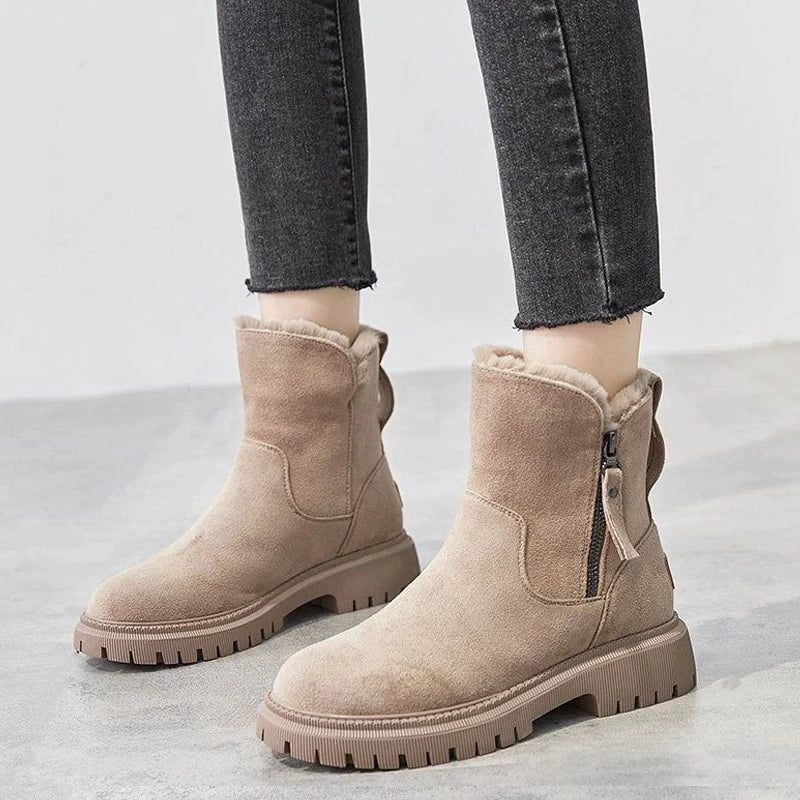 Wolff | beige Damen Winterstiefel mit warmem Innenfutter und robustem Boden – bequeme Stiefeletten