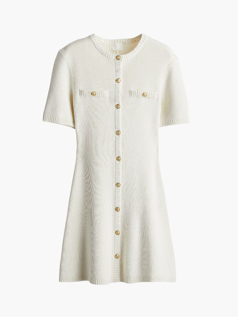W&W Mode | Rippstrickkleid Mit Knöpfen Und Brusttaschen