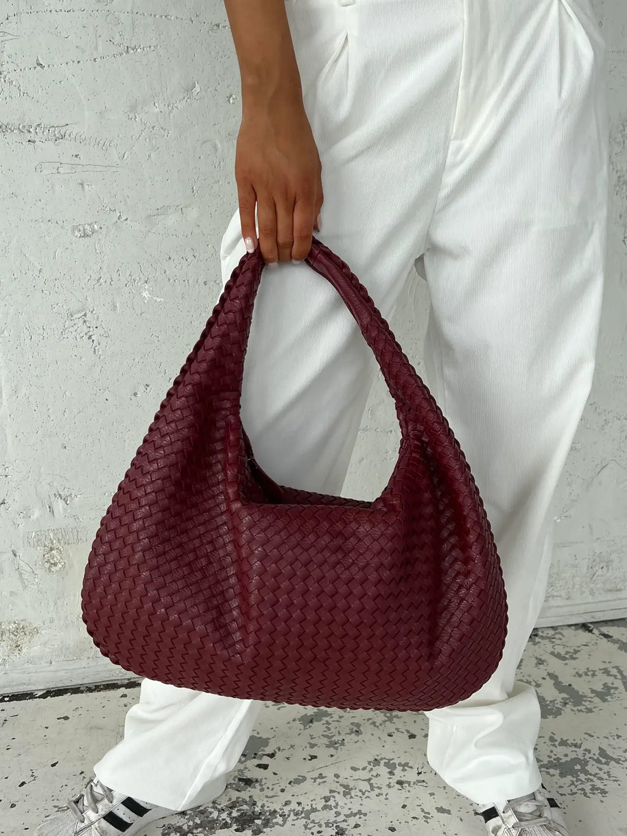 WW - Vintage Umhängetasche damen | Geflochtene Handtasche mit Reißverschluss im Sale