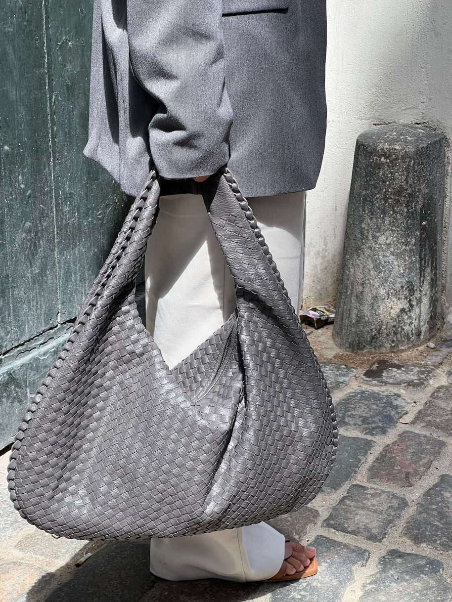 WW - Vintage Umhängetasche damen | Geflochtene Handtasche mit Reißverschluss im Sale