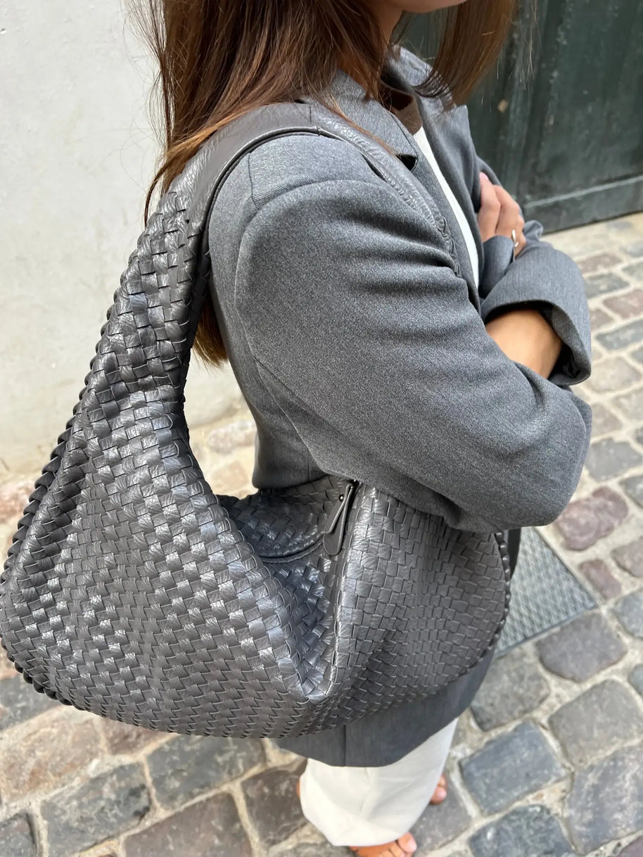 WW - Vintage Umhängetasche damen | Geflochtene Handtasche mit Reißverschluss im Sale