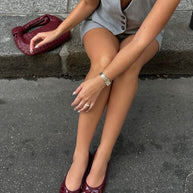 WW | Ballerinas Mit Glänzender Lederverarbeitung Und Charmanter Schleife