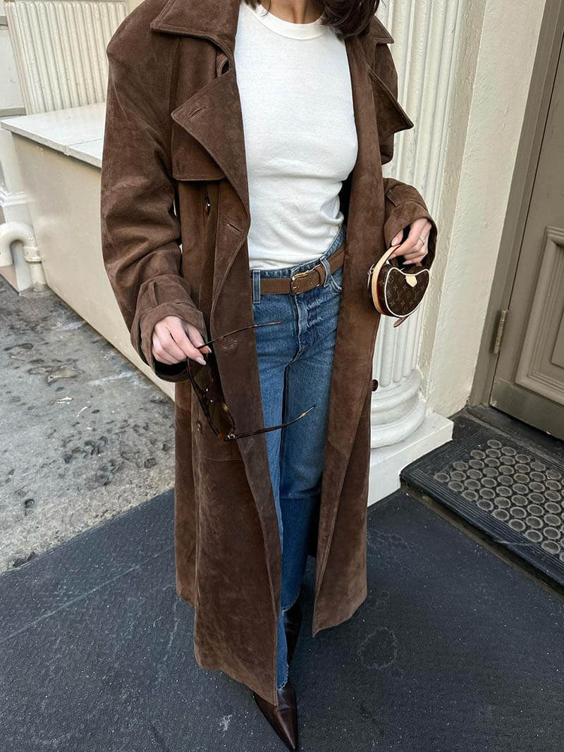WW | Zeitloser Wildleder-Trenchcoat für einen eleganten Flair