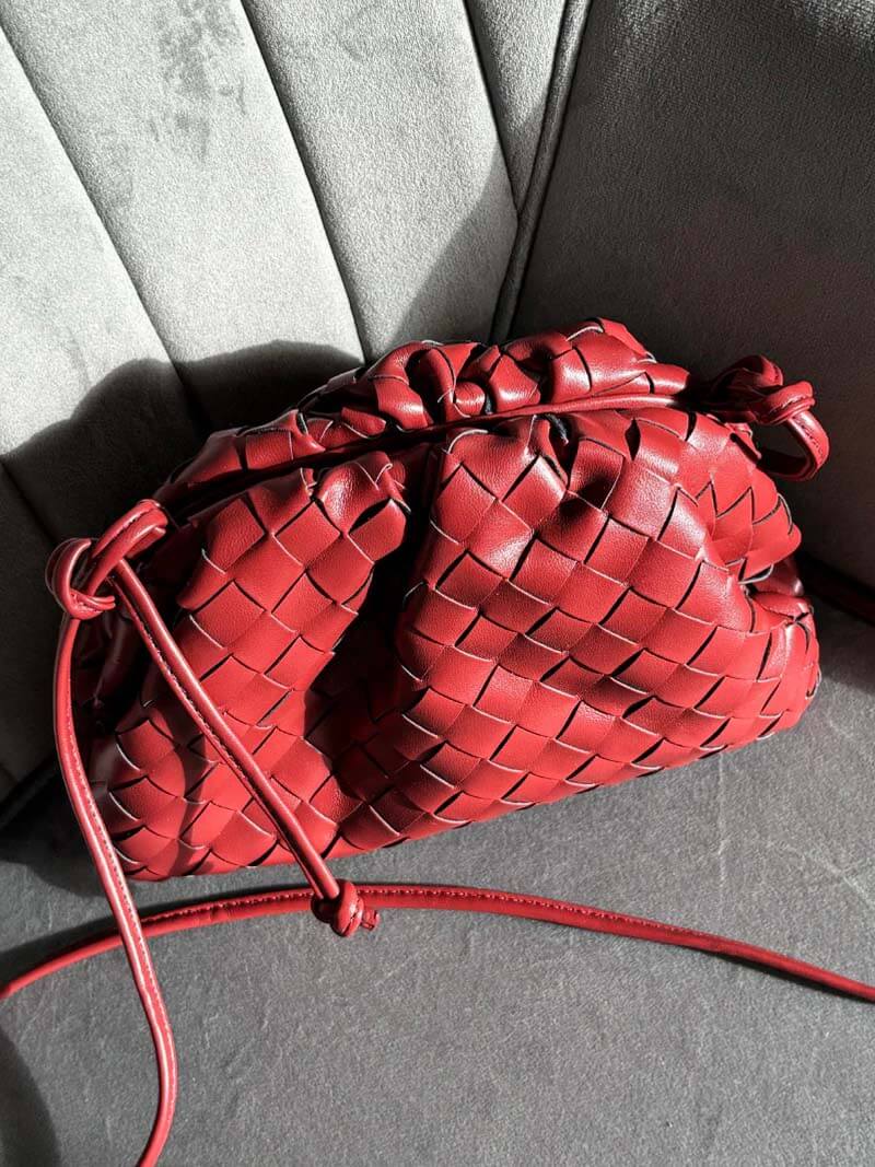 WW | Leder Umhängetasche für Damen - minimalistische gewebte Tasche