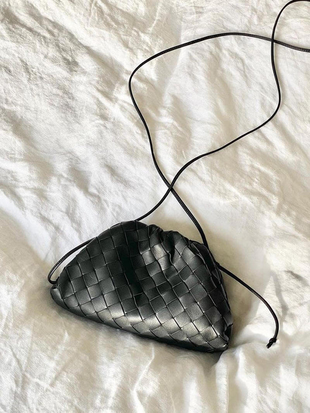 WW | Leder Umhängetasche für Damen - minimalistische gewebte Tasche