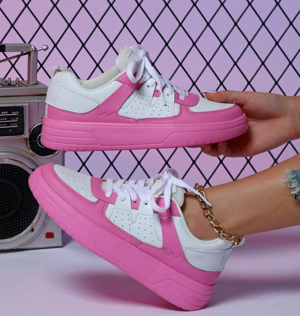 WW | Pastellfarbene Colorblock-Sneaker mit Chunky-Sohle für Frauen