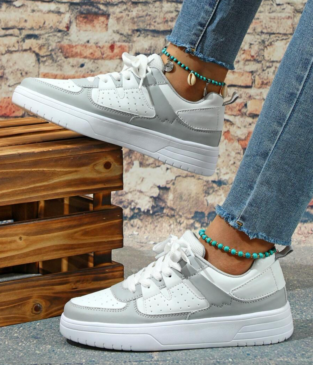 WW | Pastellfarbene Colorblock Sneakers Mit Klobiger Sohle Für Damen