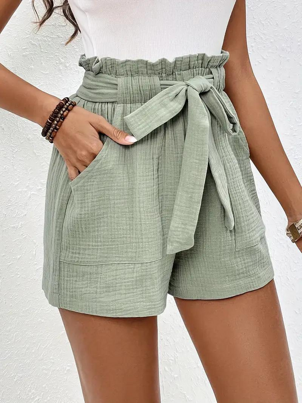 Wolff | Shorts mit Gürtel lockere Passform Shorts mit hoher Taille Mini Shorts