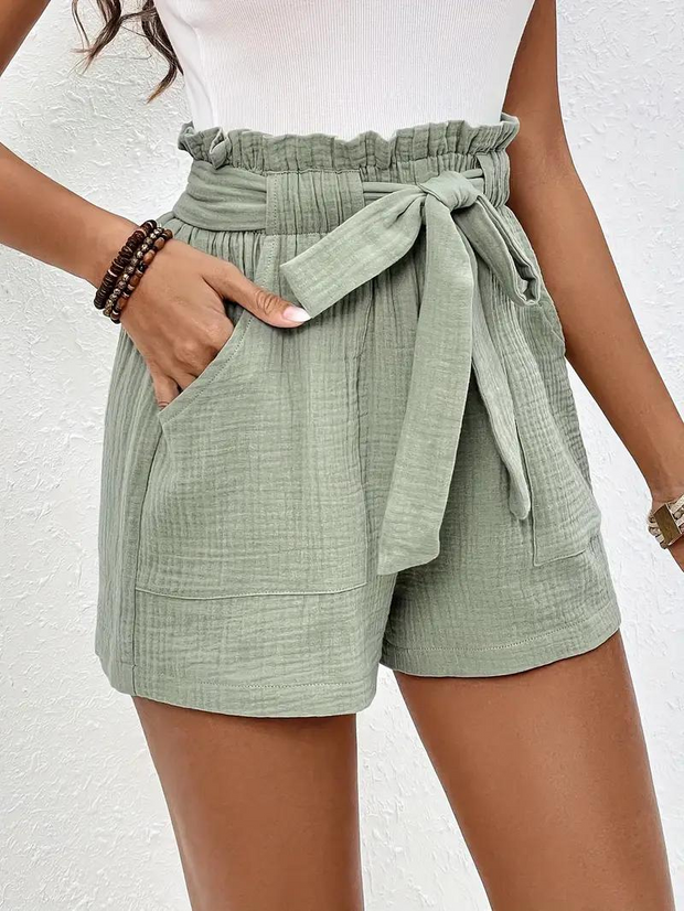 WW | Shorts mit Gürtel lockere Passform Shorts mit hoher Taille Mini Shorts