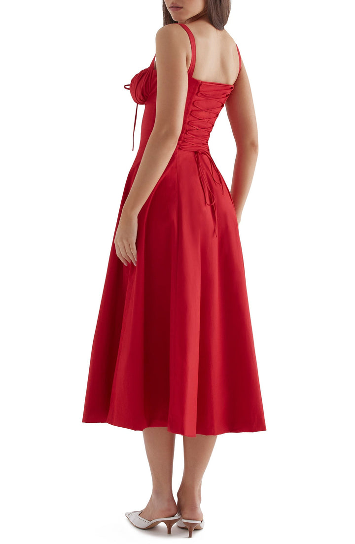 W&W Mode | Ärmellos Rückenkrawatte Midikleid Sonnenkleid