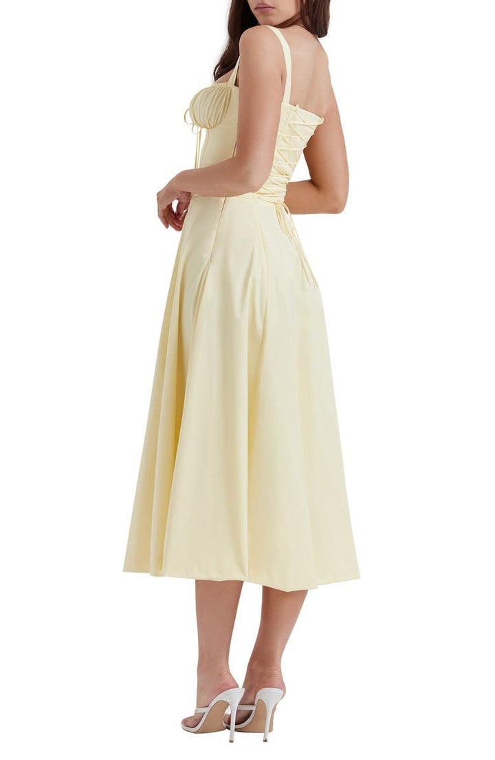W&W Mode | Ärmellos Rückenkrawatte Midikleid Sonnenkleid