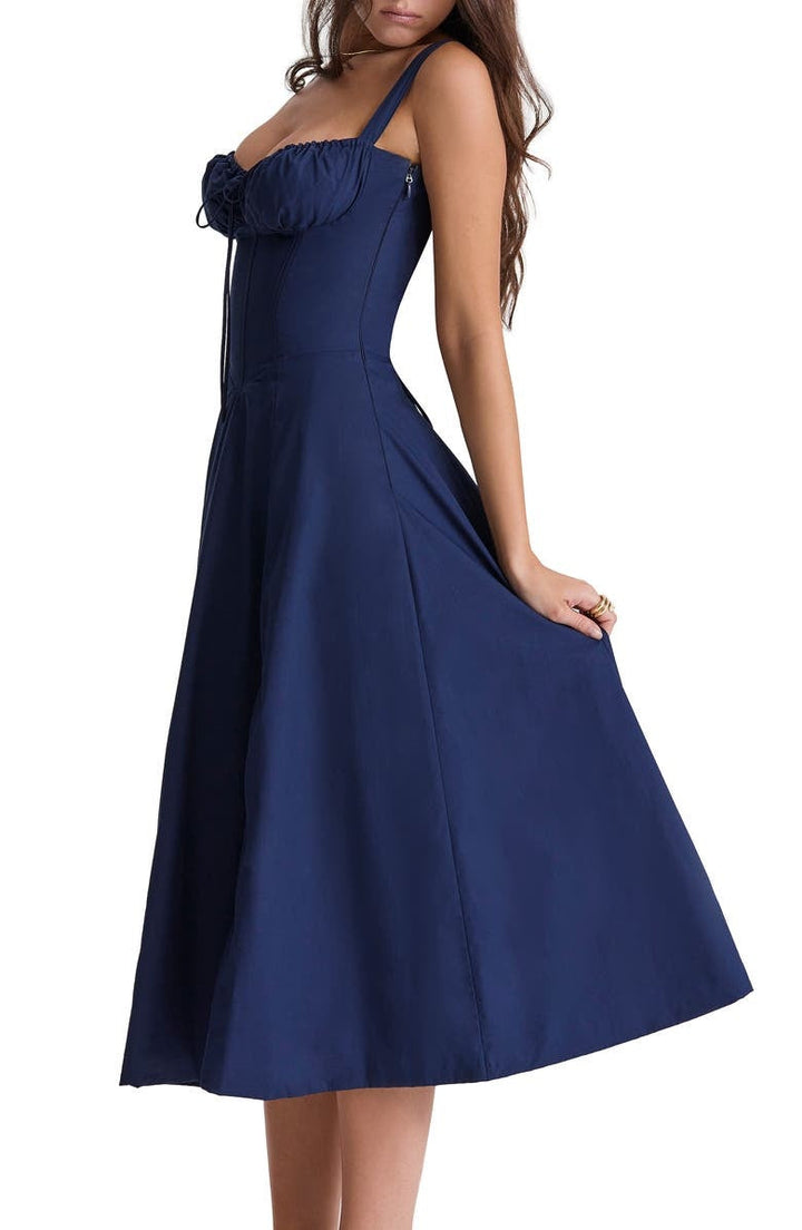 W&W Mode | Ärmellos Rückenkrawatte Midikleid Sonnenkleid