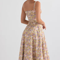 WW | Ärmellos Rückenkrawatte Midikleid Sonnenkleid