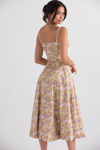 WW | Ärmellos Rückenkrawatte Midikleid Sonnenkleid